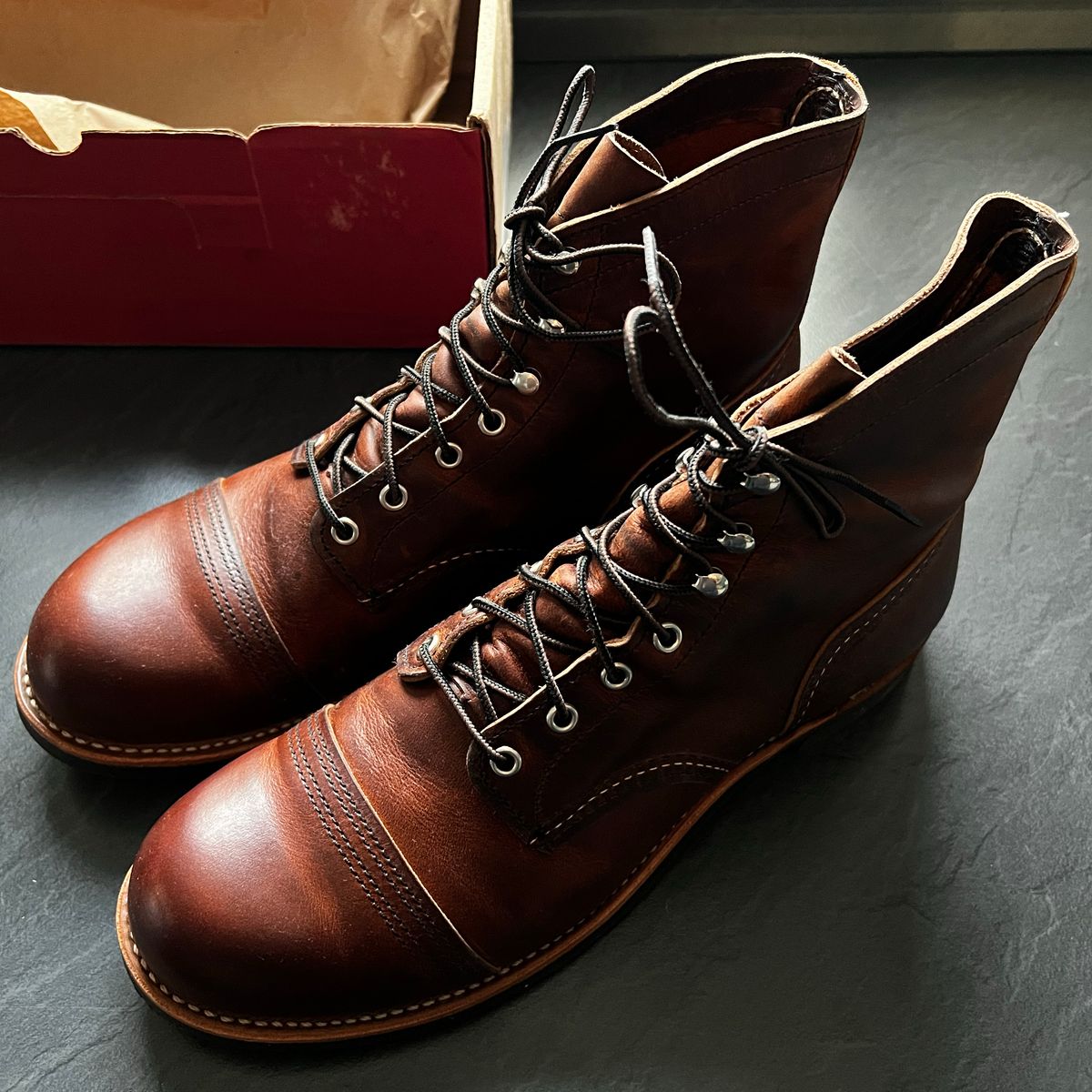 Photo by WhteRbt on February 4, 2025 of the Red Wing Iron Ranger in S.B. Foot Copper Rough and Tough.