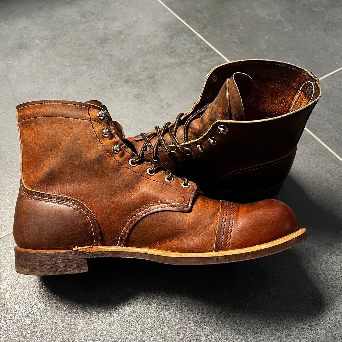 Photo by WhteRbt on February 19, 2025 of the Red Wing Iron Ranger in S.B. Foot Copper Rough and Tough.