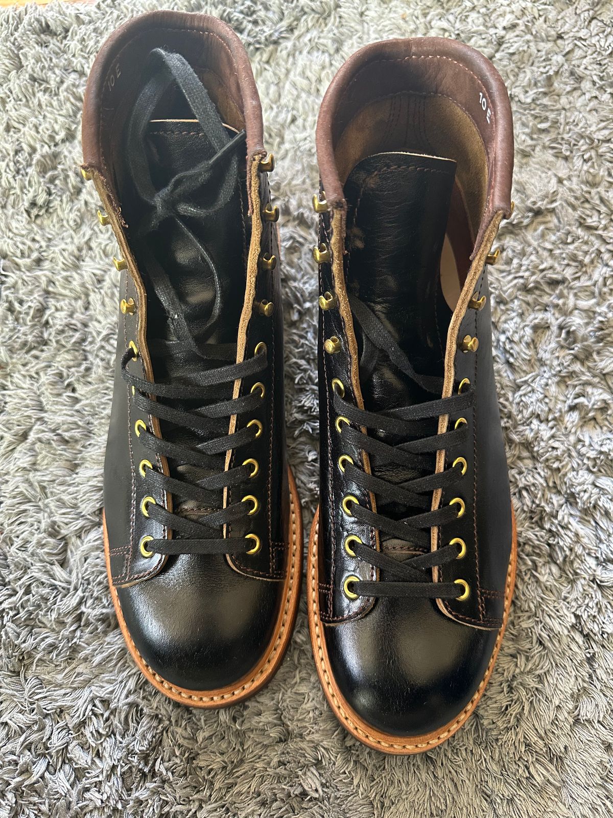 Photo by cuddythecadillachearted on April 17, 2025 of the John Lofgren Monkey Boots in Shinki Hikaku Horsebutt Black Teacore.