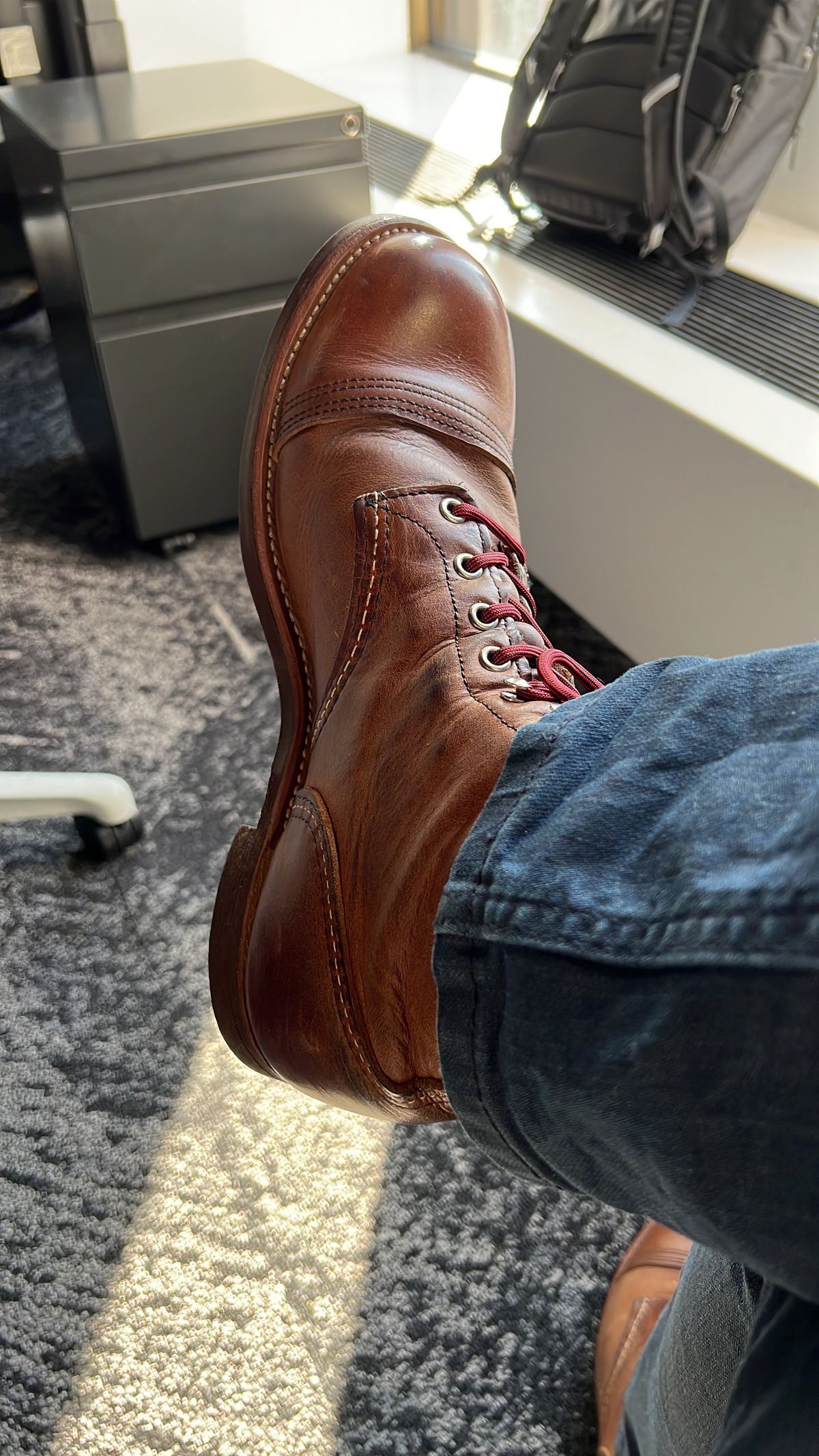 Photo by mrdibs on September 21, 2022 of the Red Wing Iron Ranger in S.B. Foot Copper Rough and Tough.