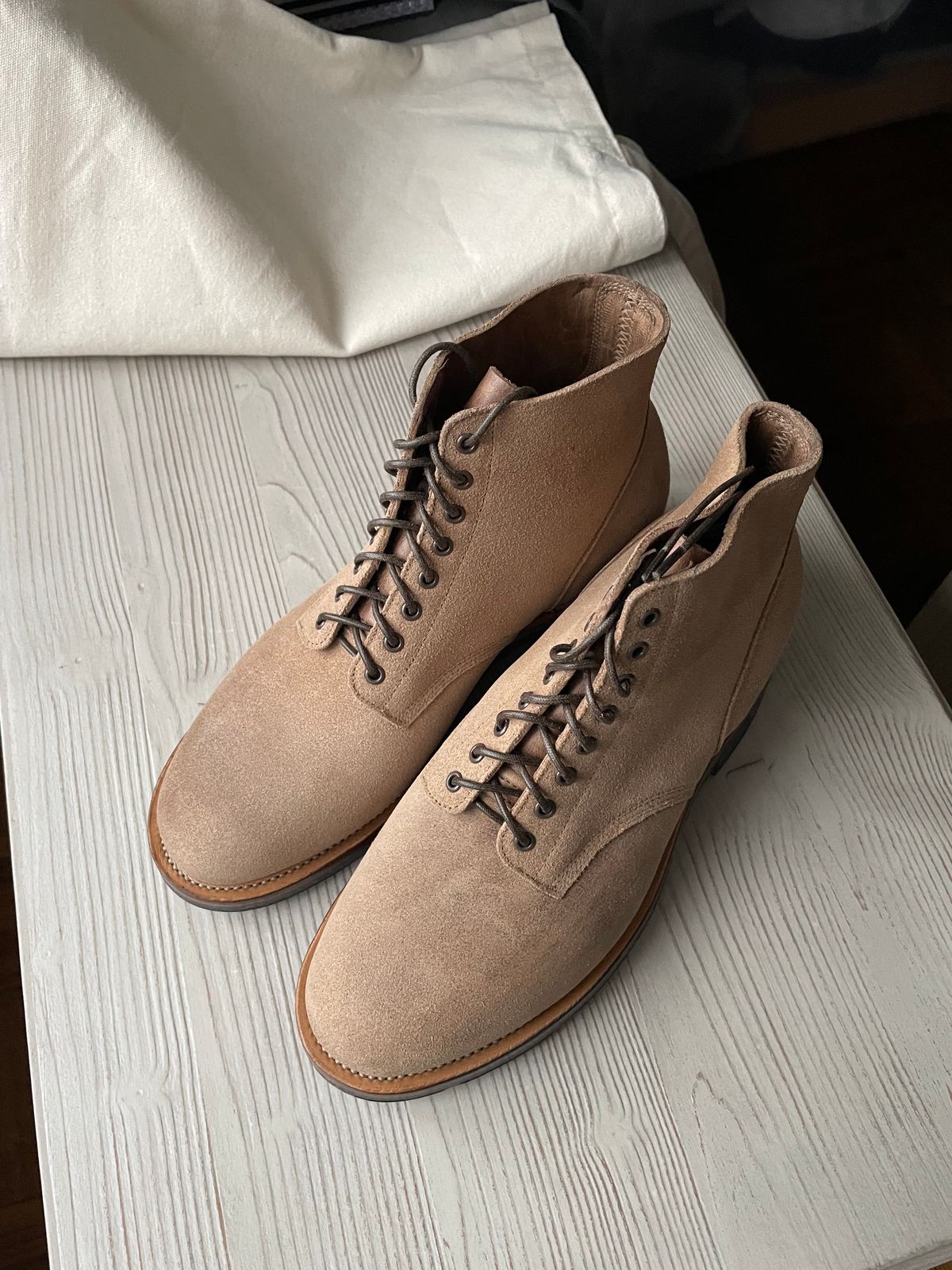 Photo by ShoecareNovice on November 30, 2025 of the Viberg N1 Boot in Horween Natural Marine Field.