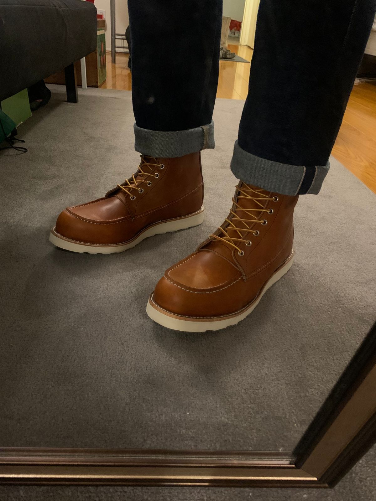 Photo by sjboots on December 16, 2023 of the Red Wing 8-Inch Classic Moc in S.B. Foot Oro Legacy.
