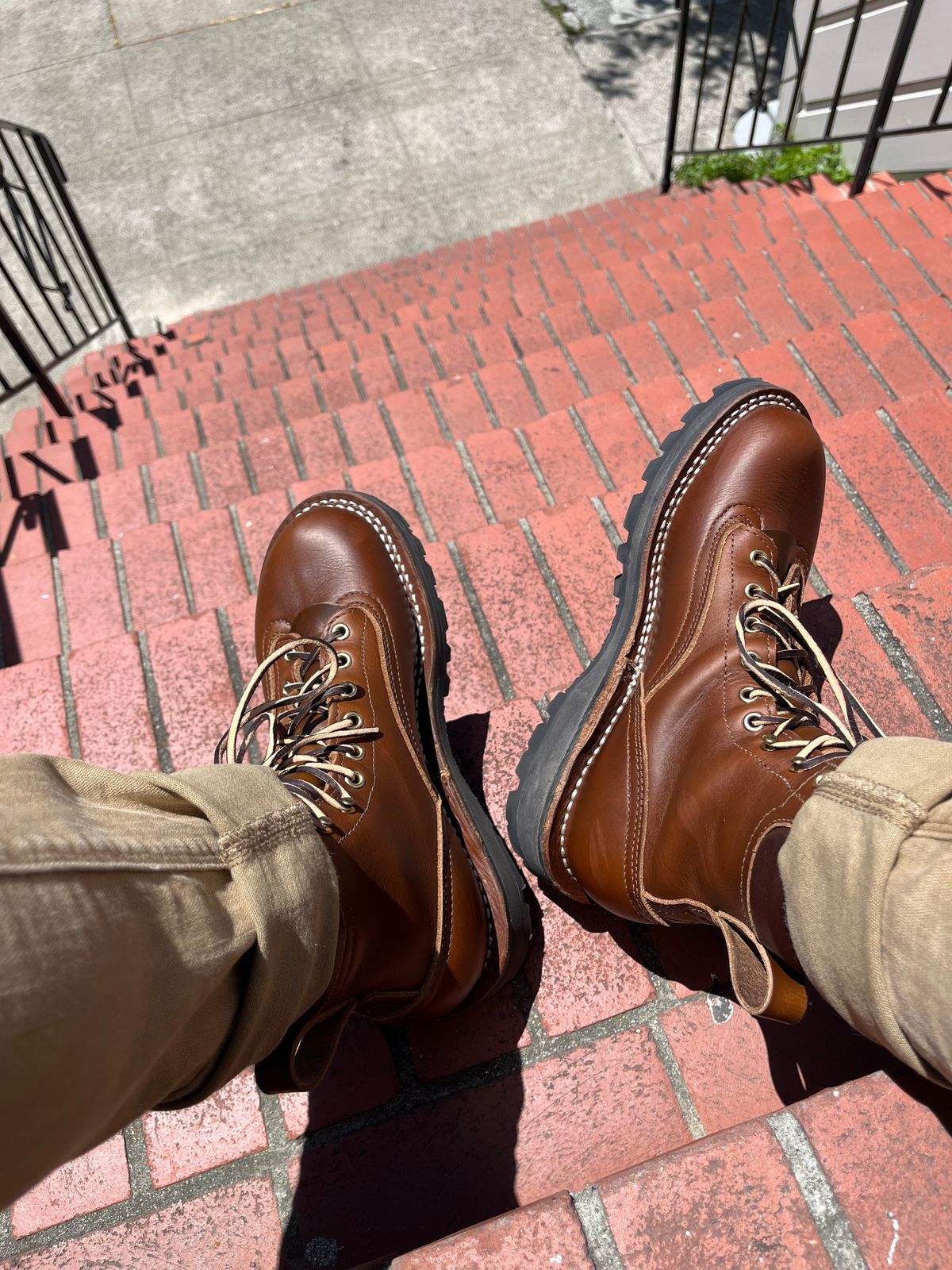 Photo by tomsbarkingdogs on July 4, 2025 of the Nicks Gamebreaker in Horween Shackleton Cognac.