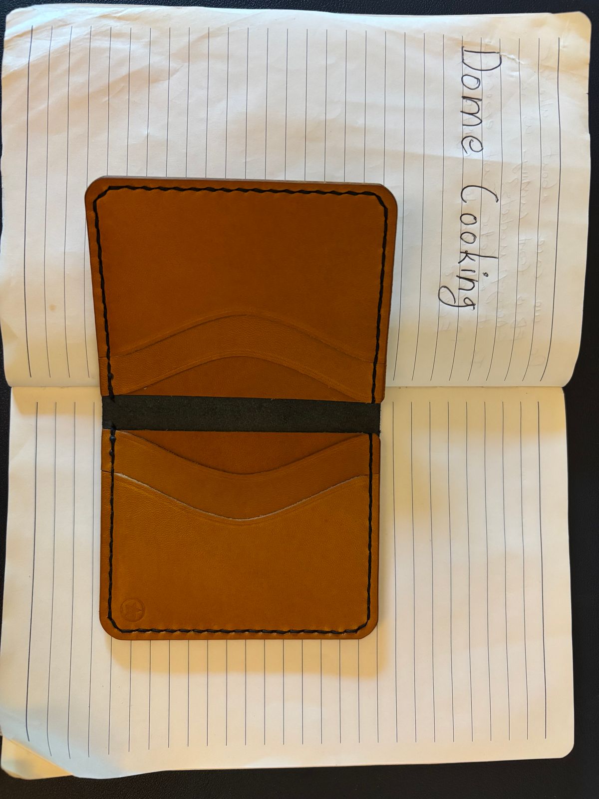 Photo by tomsbarkingdogs on November 1, 2025 of the One Star Leather Goods 6 Pocket Horizontal Learher Wallet in Horween Black/Yellow Buttero.