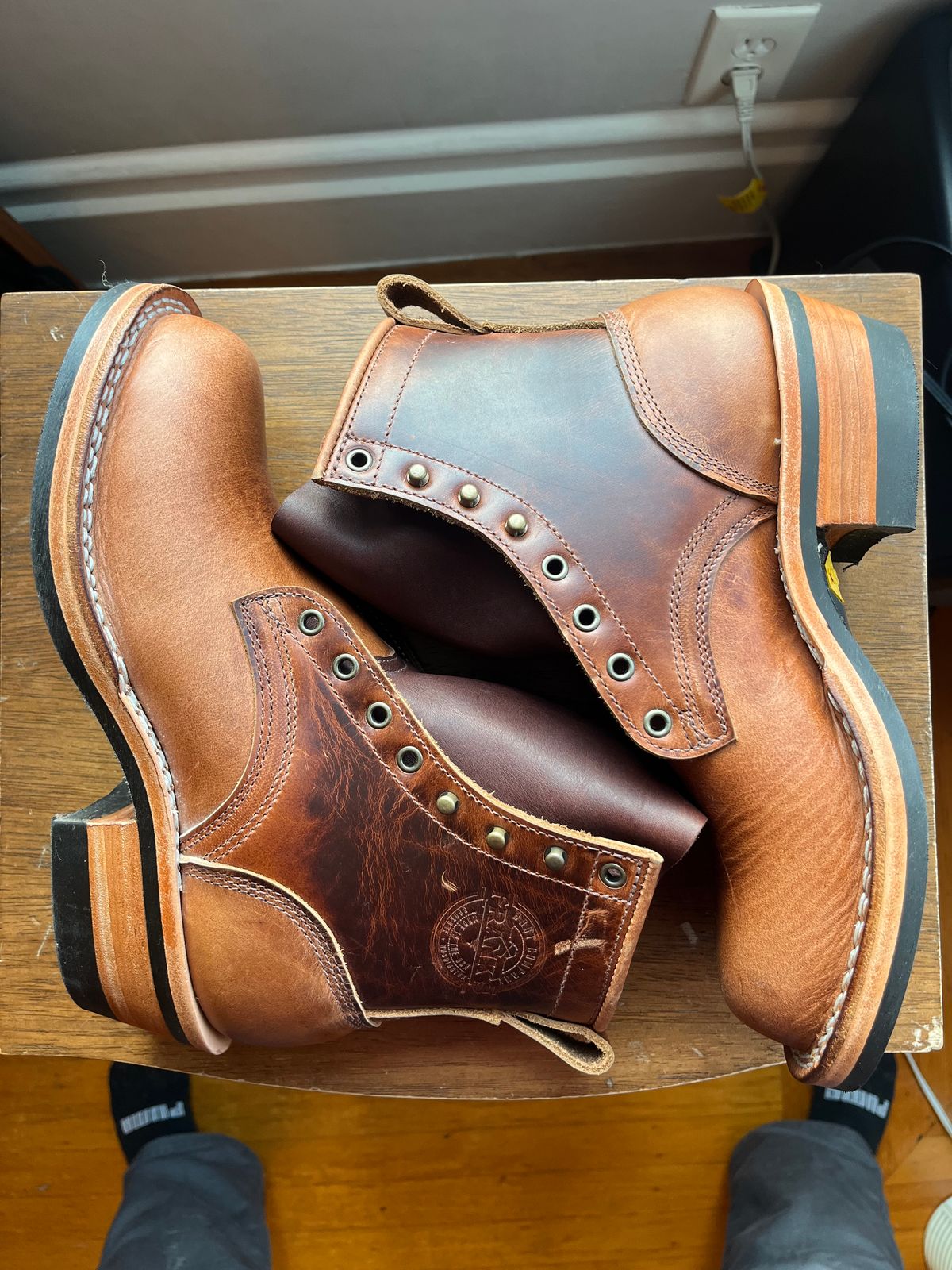 Photo by tomsbarkingdogs on October 3, 2025 of the Frank's Boots Wilshire in Law Tanning Whiskey Rebellion.