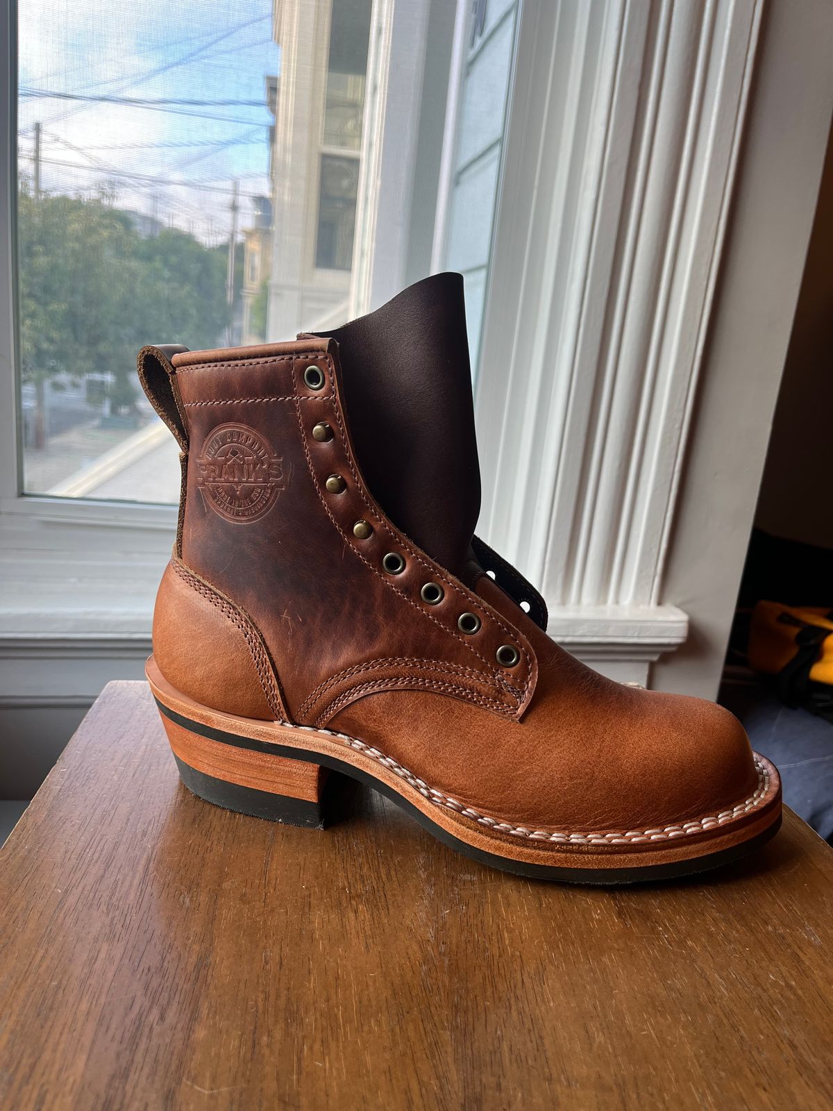Photo by tomsbarkingdogs on October 3, 2025 of the Frank's Boots Wilshire in Law Tanning Whiskey Rebellion.