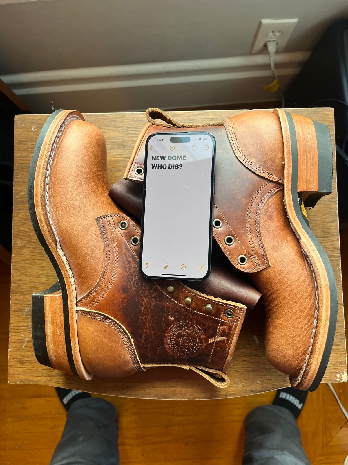 Photo by tomsbarkingdogs on October 3, 2025 of the Frank's Boots Wilshire in Law Tanning Whiskey Rebellion.