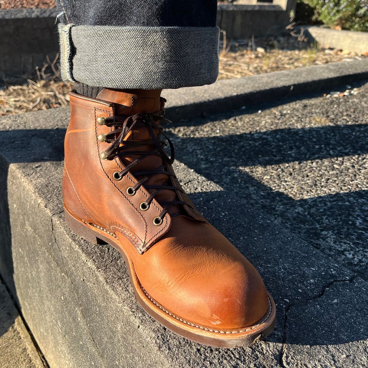Photo by Abel on August 20, 2025 of the Red Wing Blacksmith in S.B. Foot Copper Rough and Tough.