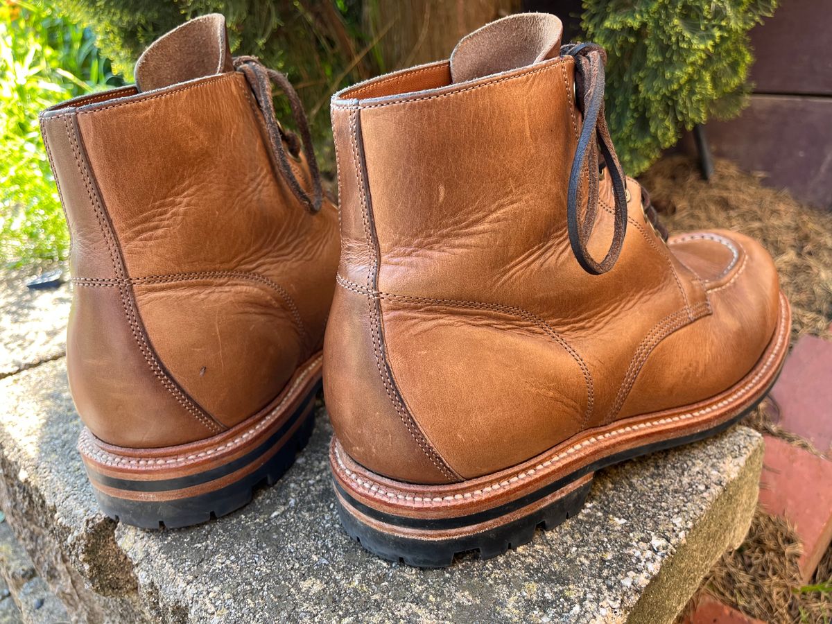 Photo by Abel on September 27, 2024 of the Grant Stone Brass Boot in Horween Natural Chromexcel.