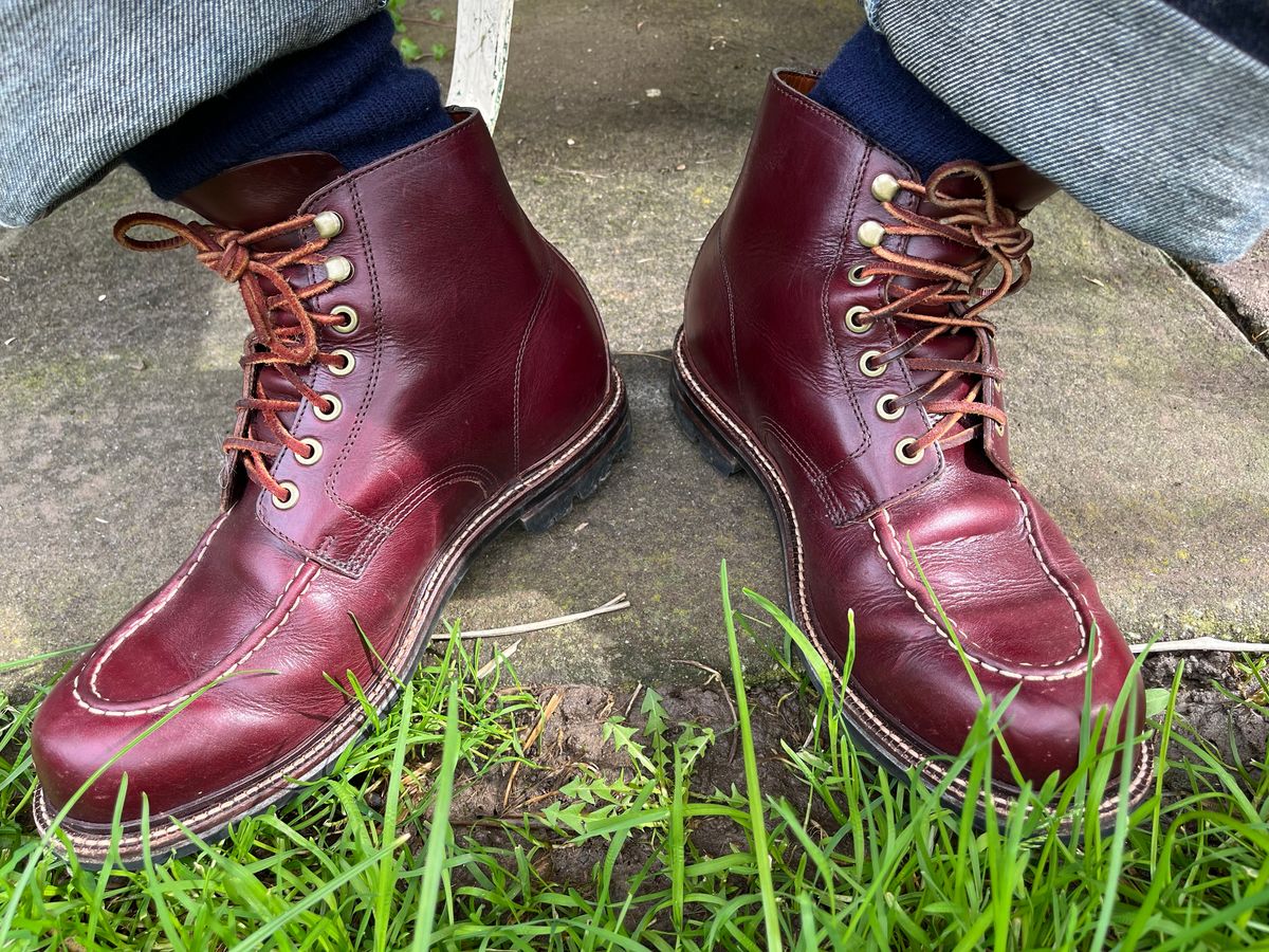 Photo by Abel on August 27, 2024 of the Grant Stone Brass Boot in Horween Color 8 Chromexcel.