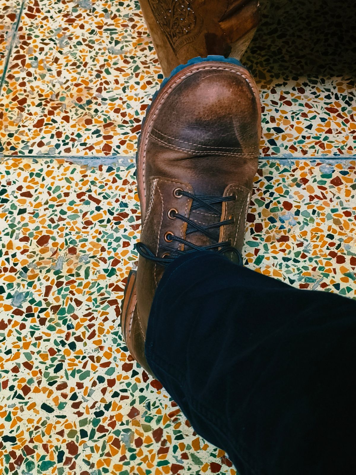 Photo by Nakul on October 31, 2025 of the Craft & Glory 6" Ranger Boots in Full Grain Bufallo Oiled Leather.