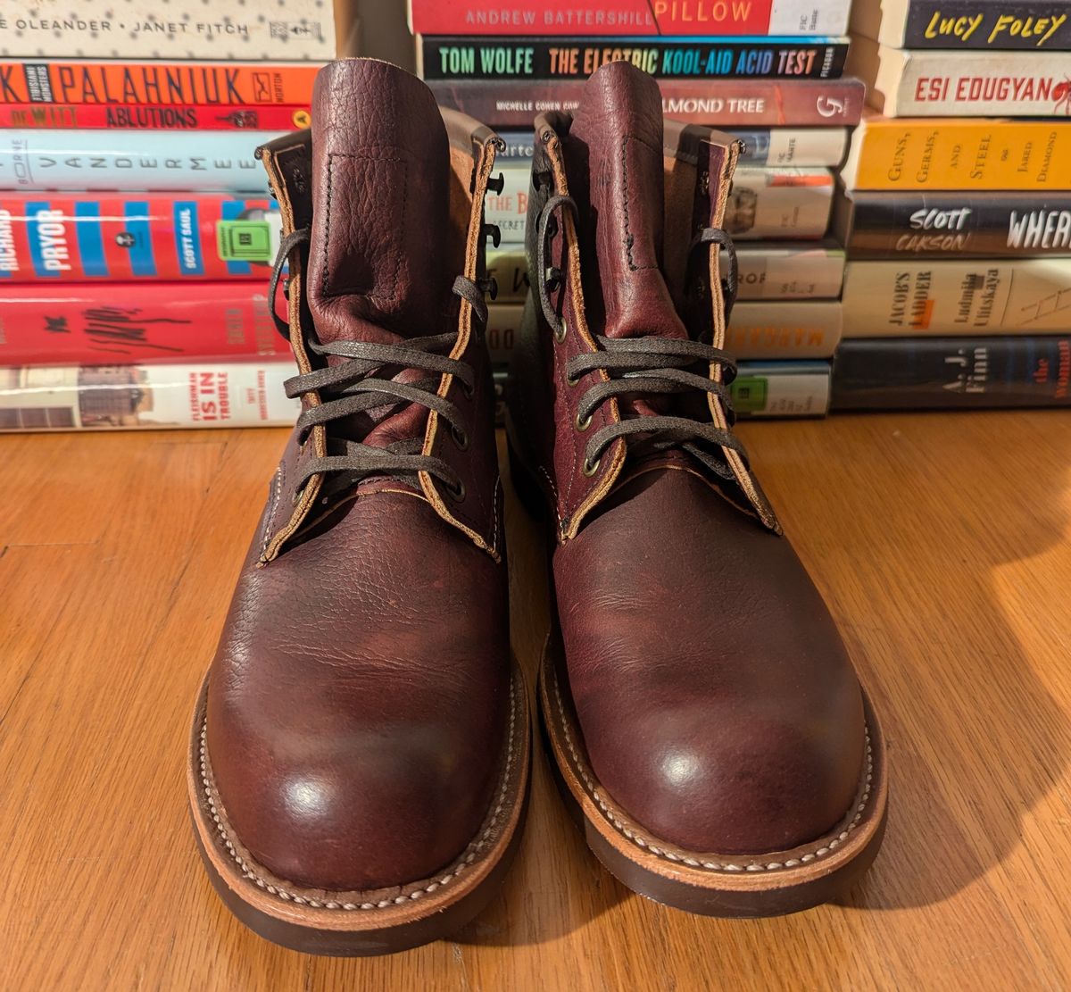 Photo by FunkyColdPatina on October 1, 2024 of the Red Wing Blacksmith in S.B. Foot Briar Oil Slick.