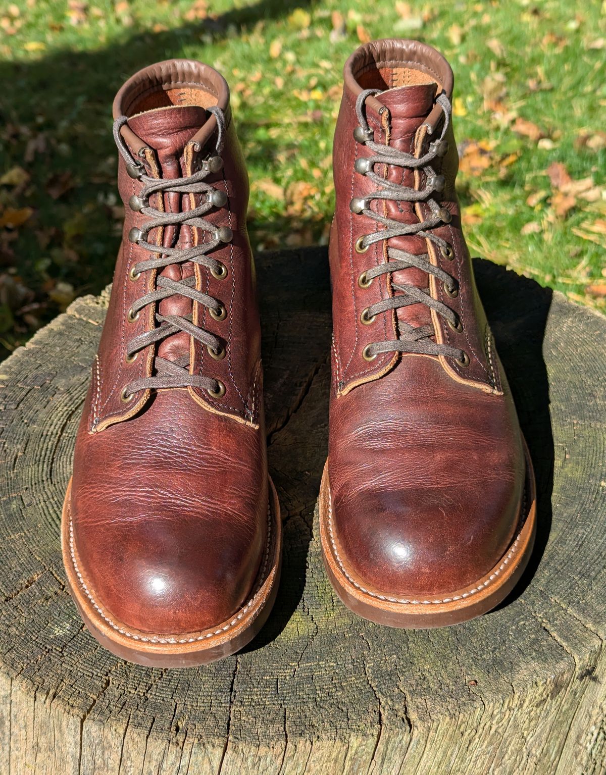 Photo by FunkyColdPatina on November 2, 2024 of the Red Wing Blacksmith in S.B. Foot Briar Oil Slick.