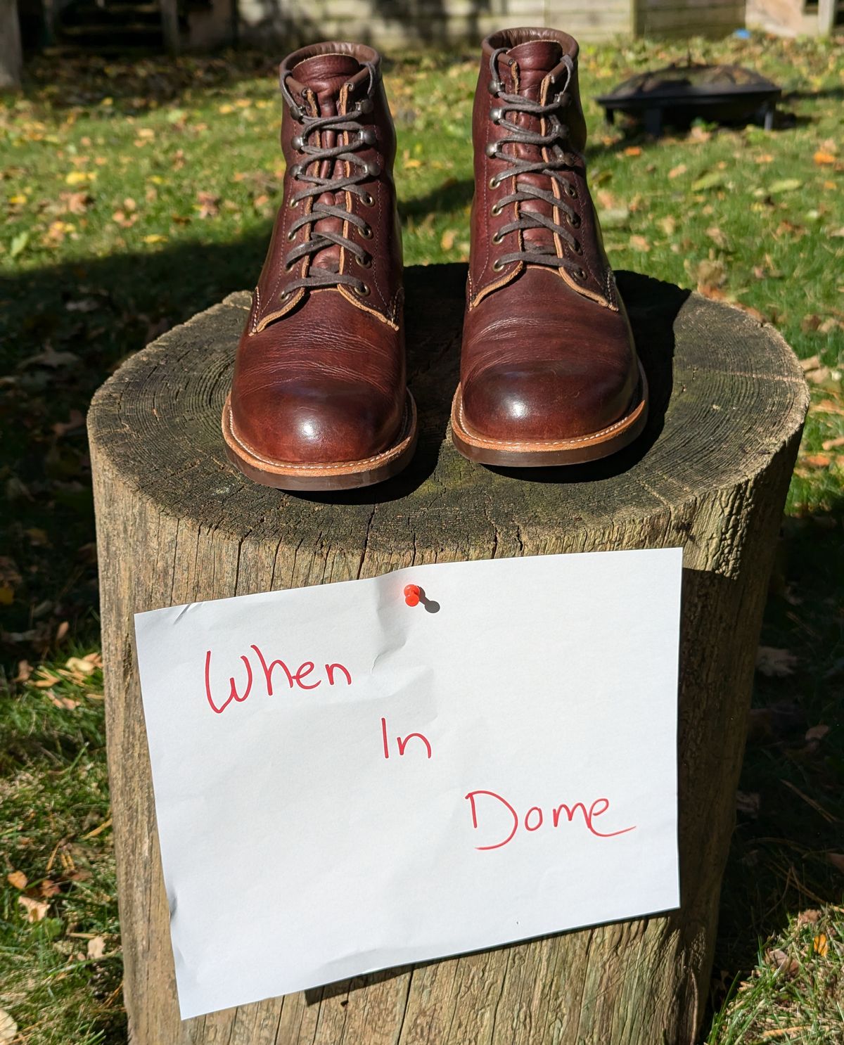 Photo by FunkyColdPatina on November 2, 2024 of the Red Wing Blacksmith in S.B. Foot Briar Oil Slick.