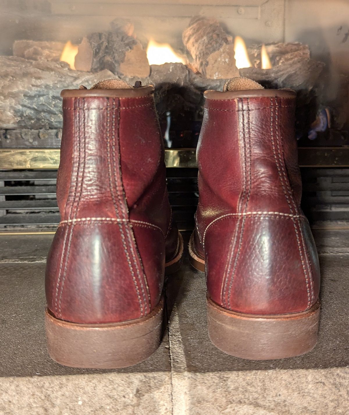 Photo by FunkyColdPatina on February 4, 2025 of the Red Wing Blacksmith in S.B. Foot Briar Oil Slick.