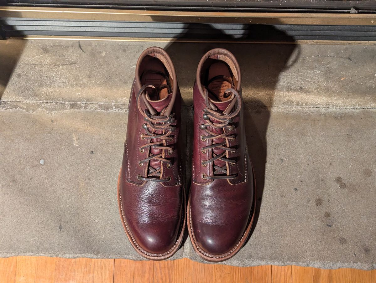 Photo by FunkyColdPatina on February 4, 2025 of the Red Wing Blacksmith in S.B. Foot Briar Oil Slick.