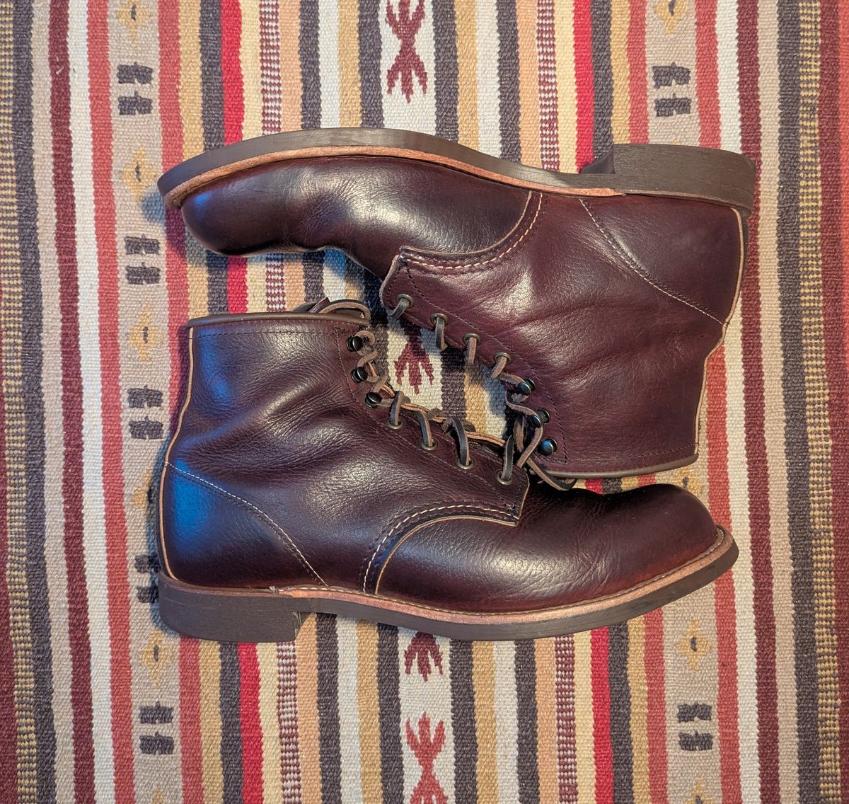Photo by FunkyColdPatina on March 4, 2025 of the Red Wing Blacksmith in S.B. Foot Briar Oil Slick.