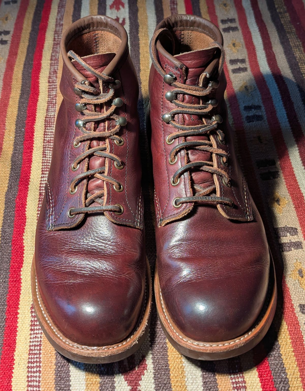 Photo by FunkyColdPatina on April 5, 2025 of the Red Wing Blacksmith in S.B. Foot Briar Oil Slick.