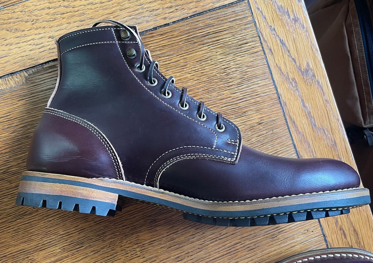 Photo by Gabagool on April 1, 2025 of the Truman Plain Toe Boot in Seidel Oxblood Double Shot.