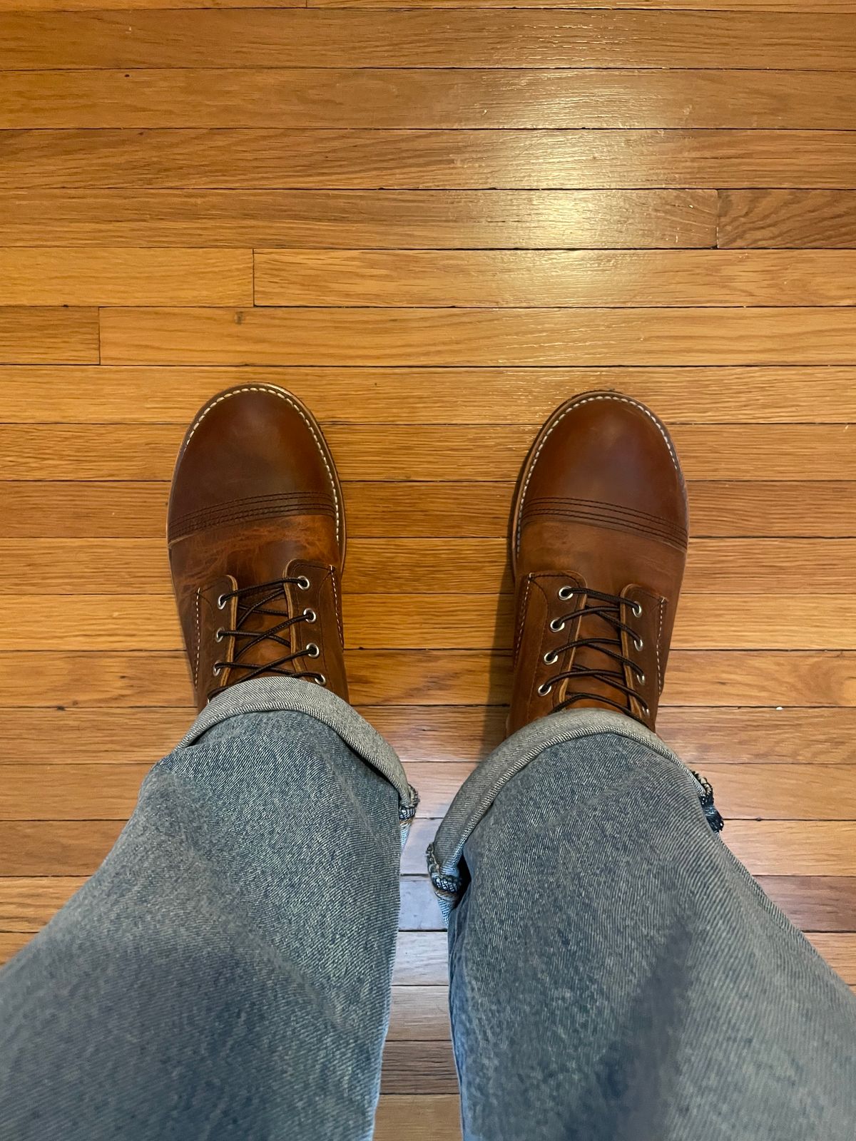 Photo by Gabagool on March 26, 2025 of the Red Wing Iron Ranger in S.B. Foot Copper Rough and Tough.