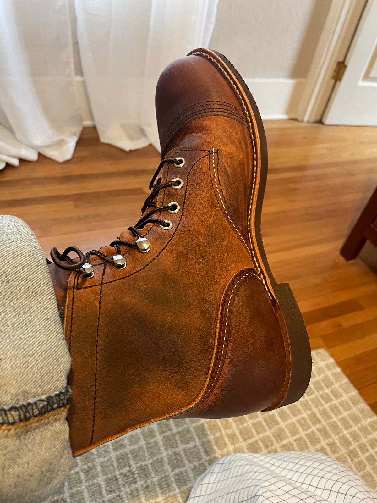 Photo by Gabagool on March 26, 2025 of the Red Wing Iron Ranger in S.B. Foot Copper Rough and Tough.