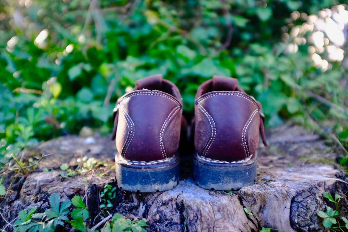 Photo by kaldisgoat on October 9, 2024 of the Schuh Bertl Haferlsandale in Brown Russia Leather.
