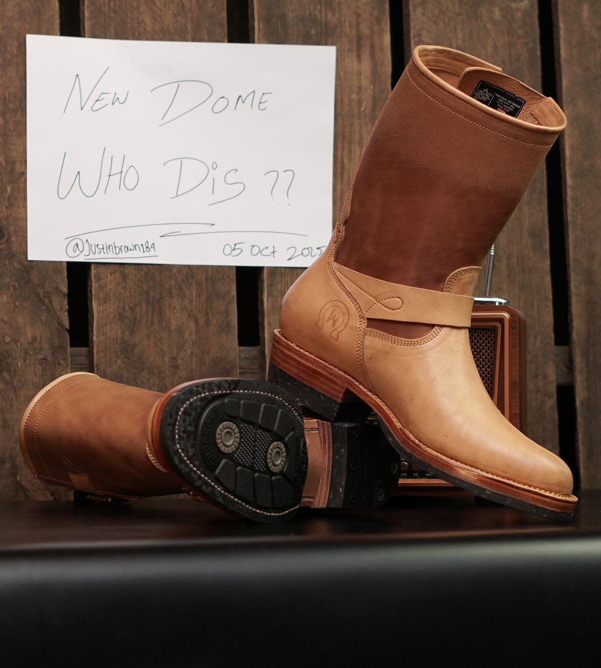 Photo by justinbrown184 on October 4, 2025 of the Fortis Boots Engineer Boots Yudistira in HB Reverse Natural Crust.