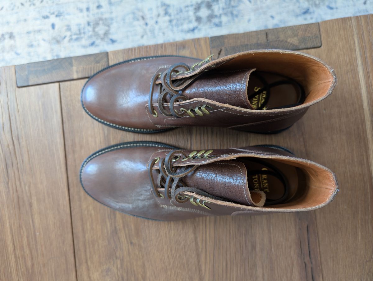 Photo by matt47 on November 16, 2025 of the Grant Stone Diesel Boot in Maryam Chocolate Washed Horsehide.