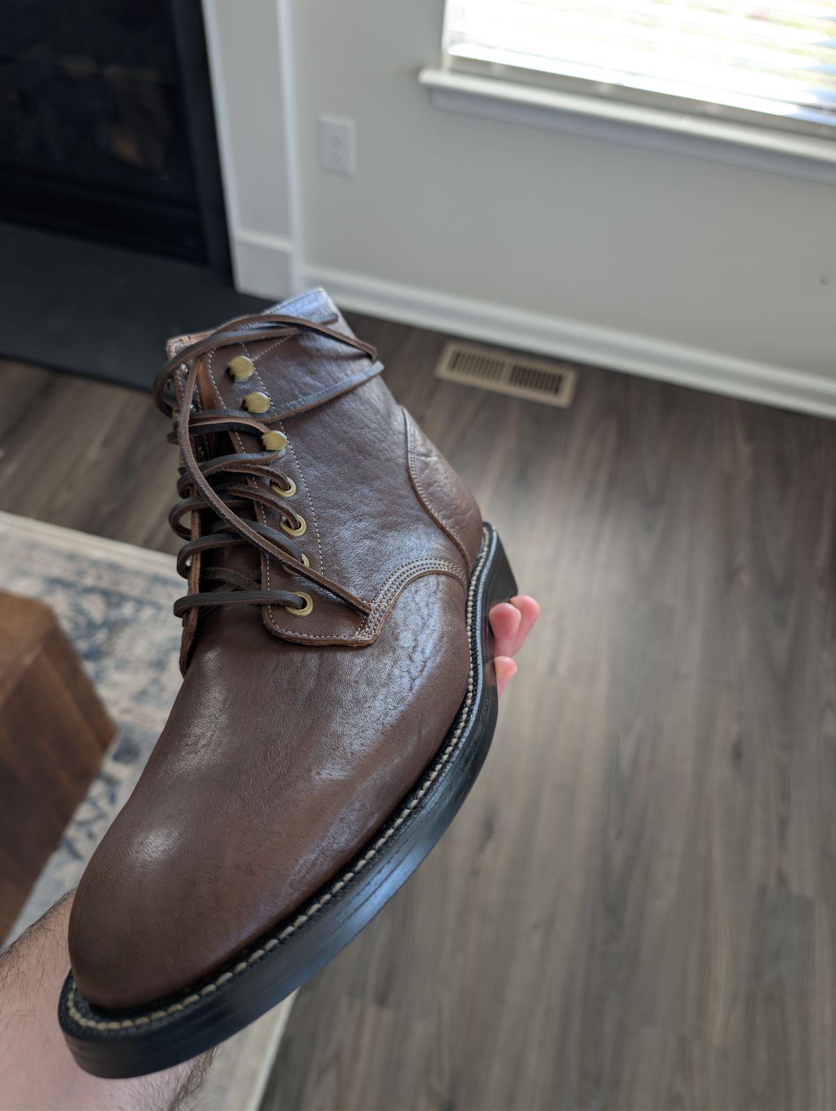 Photo by matt47 on November 16, 2025 of the Grant Stone Diesel Boot in Maryam Chocolate Washed Horsehide.
