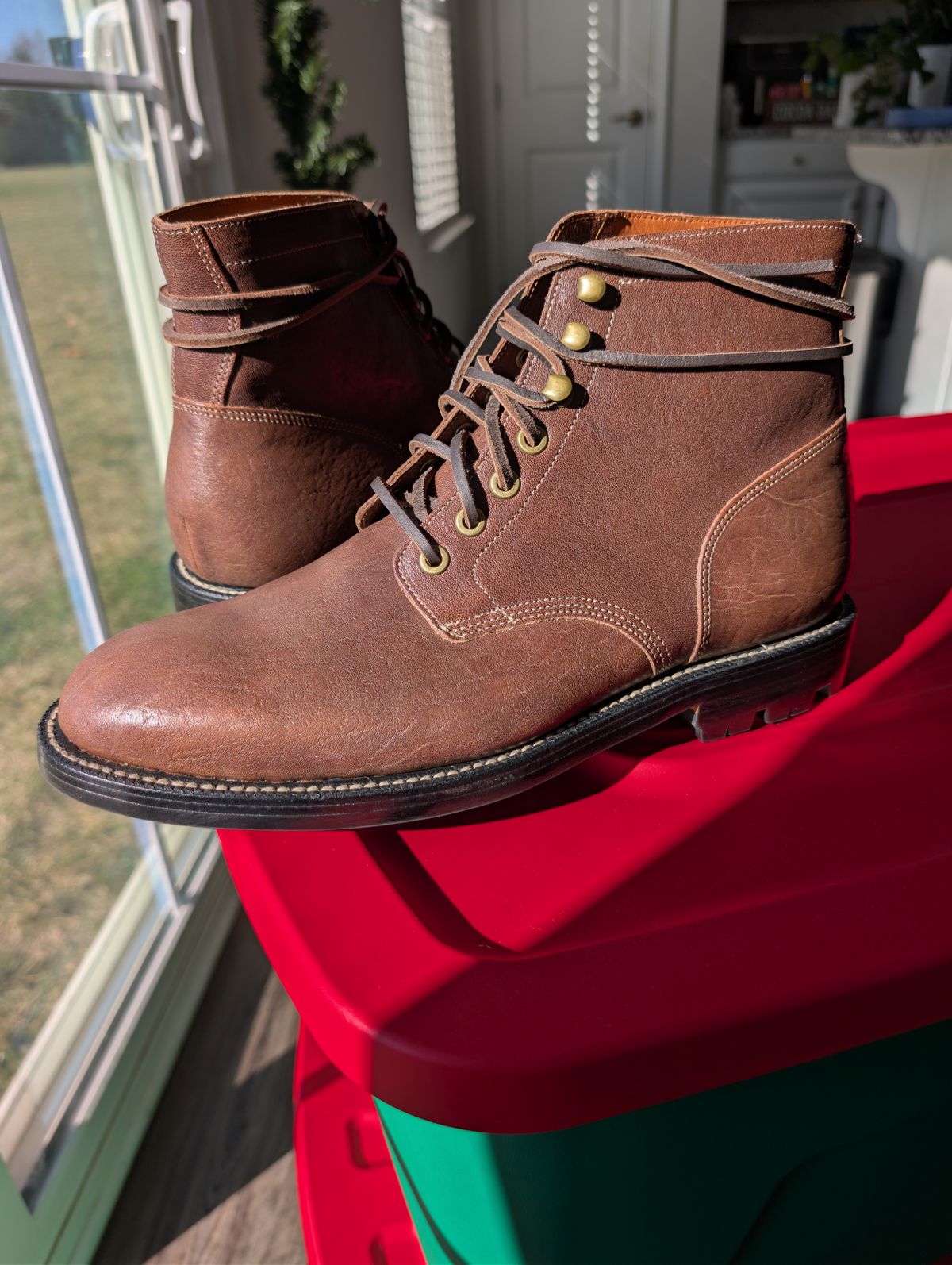 Photo by matt47 on November 16, 2025 of the Grant Stone Diesel Boot in Maryam Chocolate Washed Horsehide.