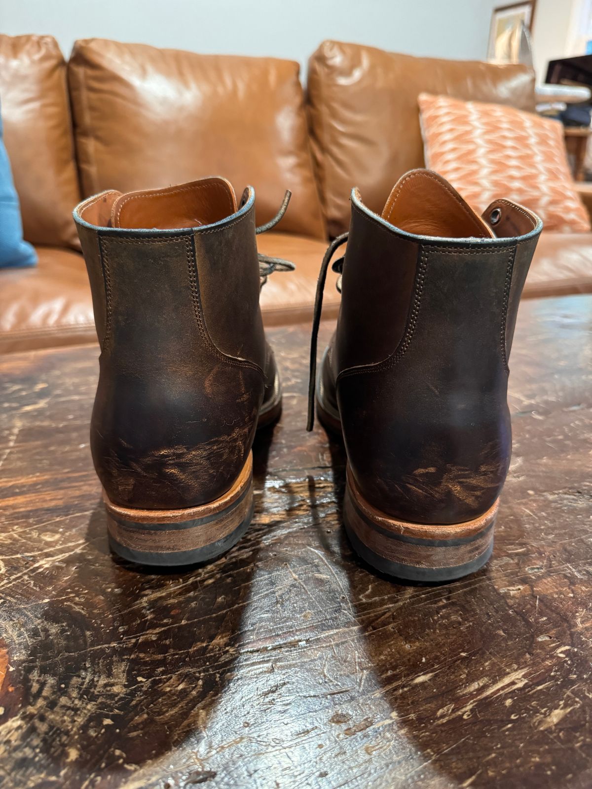 Photo by coolbreeze on June 6, 2024 of the Viberg Service Boot in Horween Golden Brown Predator.