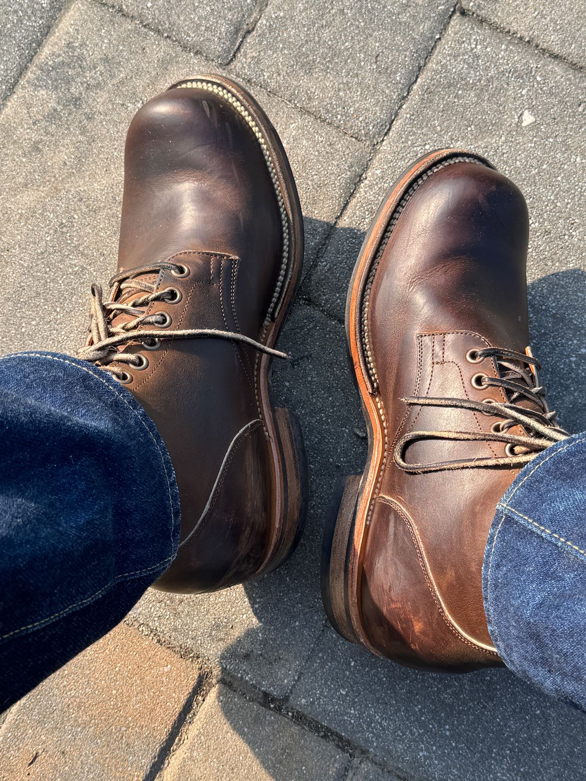 Photo by coolbreeze on July 15, 2024 of the Viberg Service Boot in Horween Golden Brown Predator.