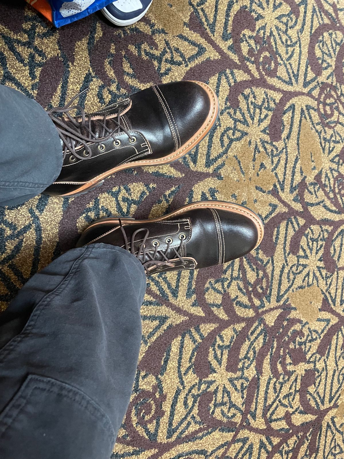 Photo by GADobbins on April 6, 2026 of the Truman Cap Toe Boot in Horween Java Waxed Flesh.