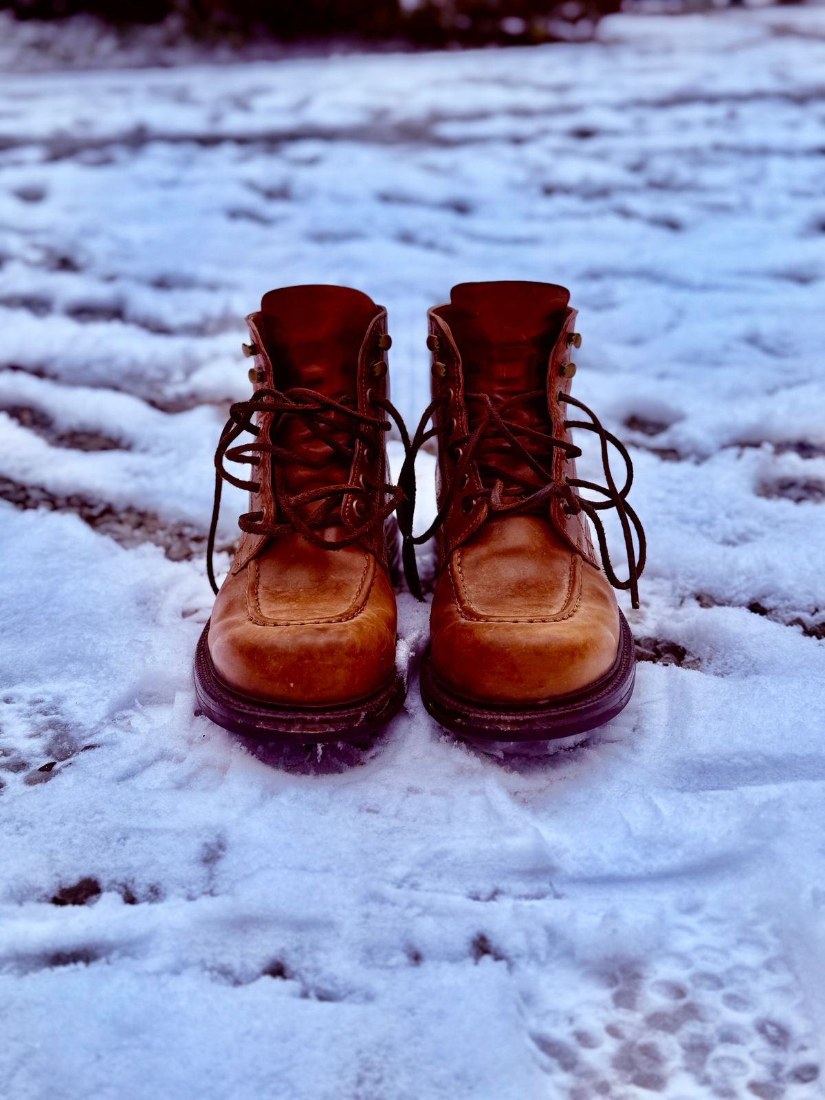 Photo by 10000yearsago on December 2, 2025 of the Grant Stone Brass Boot in Horween Honey Glazed Shell Cordovan.