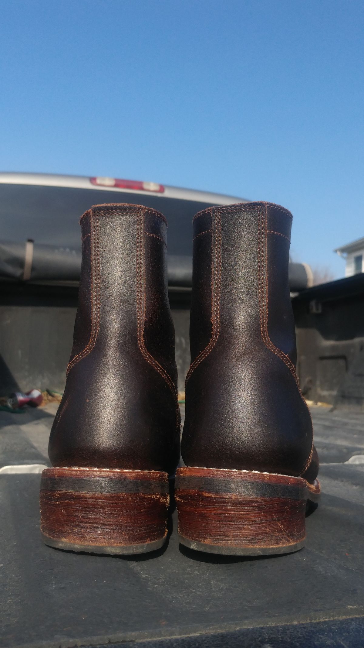 Photo by BoSeven on December 4, 2025 of the Thursday Logger in Horween Waxed Cacao.