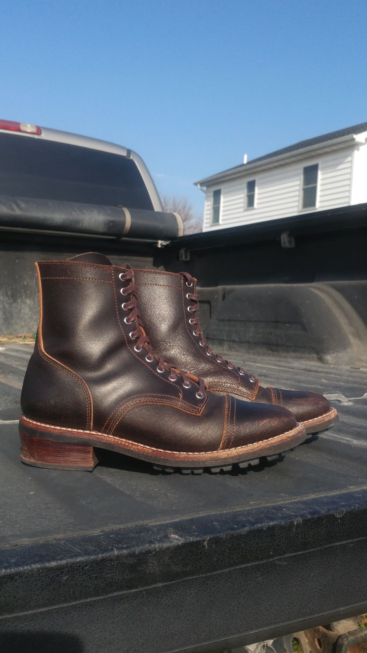 Photo by BoSeven on December 4, 2025 of the Thursday Logger in Horween Waxed Cacao.