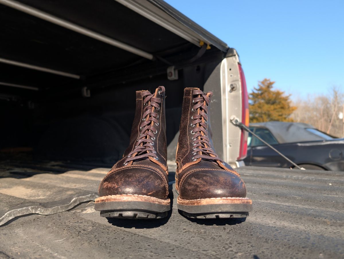 Photo by BoSeven on February 5, 2026 of the Thursday Logger in Horween Waxed Cacao.