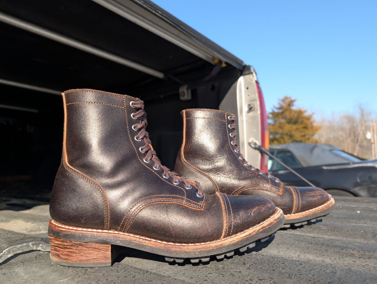 Photo by BoSeven on February 5, 2026 of the Thursday Logger in Horween Waxed Cacao.