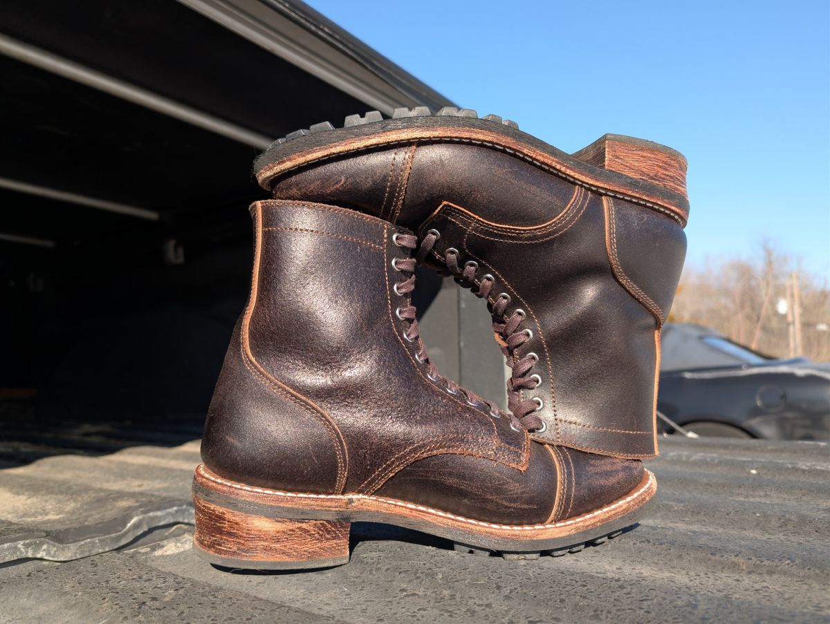 Photo by BoSeven on February 5, 2026 of the Thursday Logger in Horween Waxed Cacao.