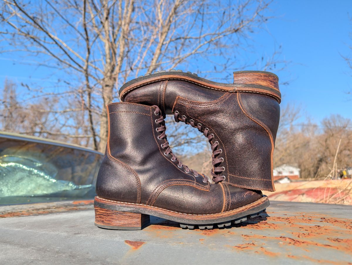 Photo by BoSeven on March 1, 2026 of the Thursday Logger in Horween Waxed Cacao.