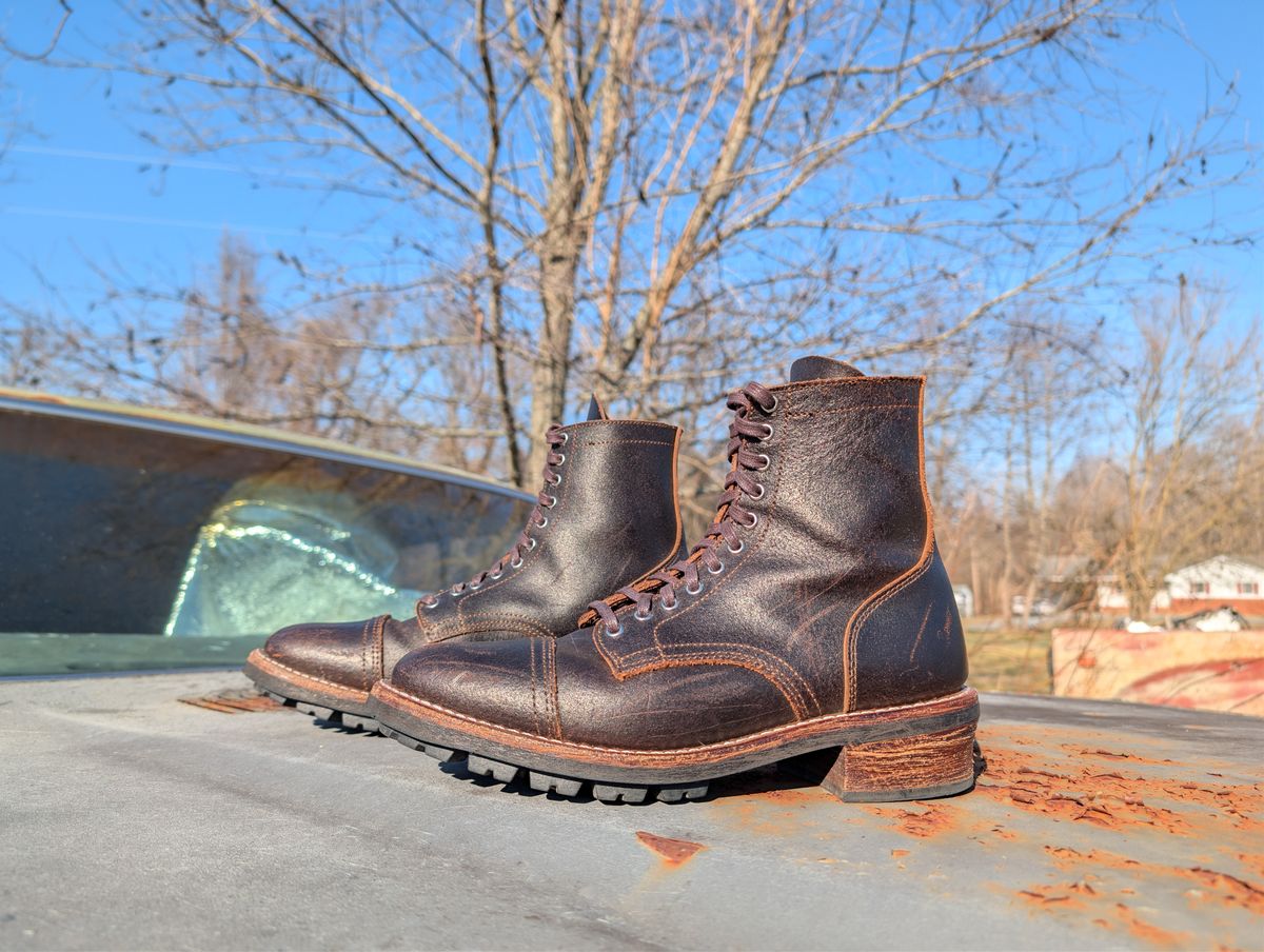 Photo by BoSeven on March 1, 2026 of the Thursday Logger in Horween Waxed Cacao.
