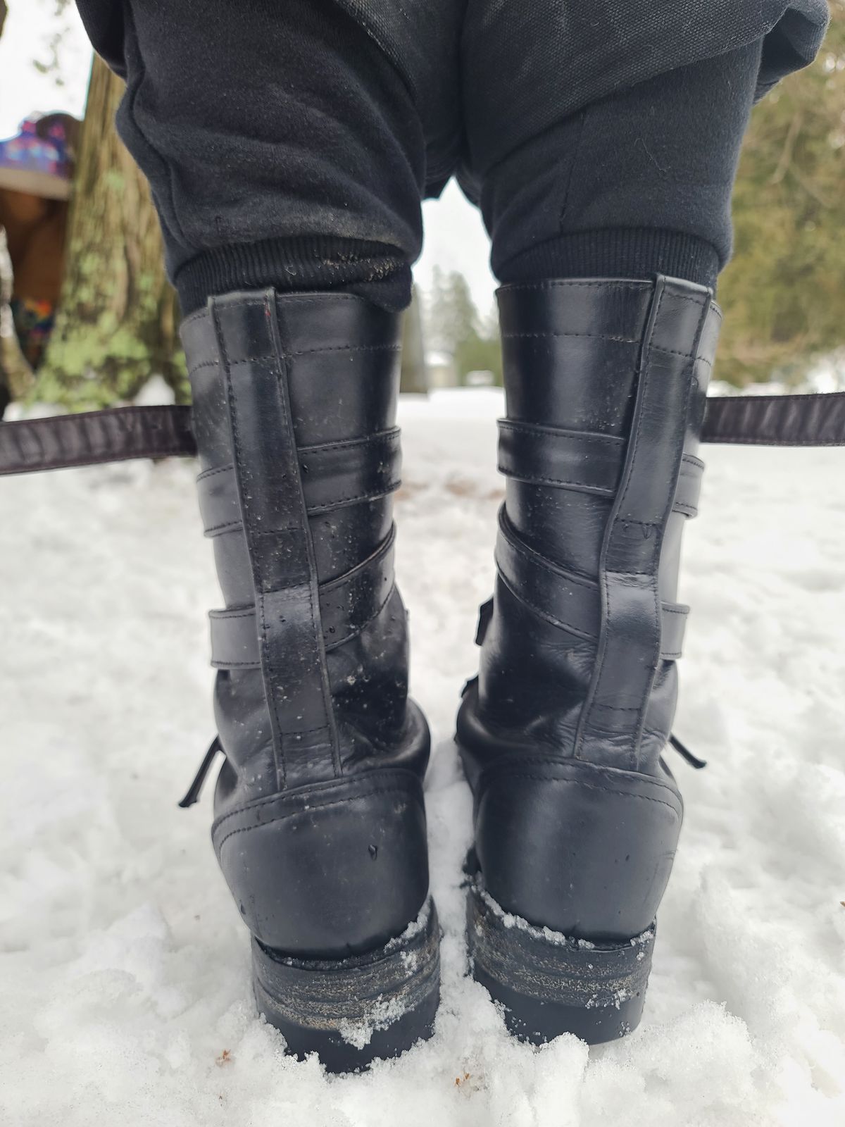 Photo by Tankerbell on February 3, 2025 of the Vintos Boots Tanker in Black Full Grain Leather.