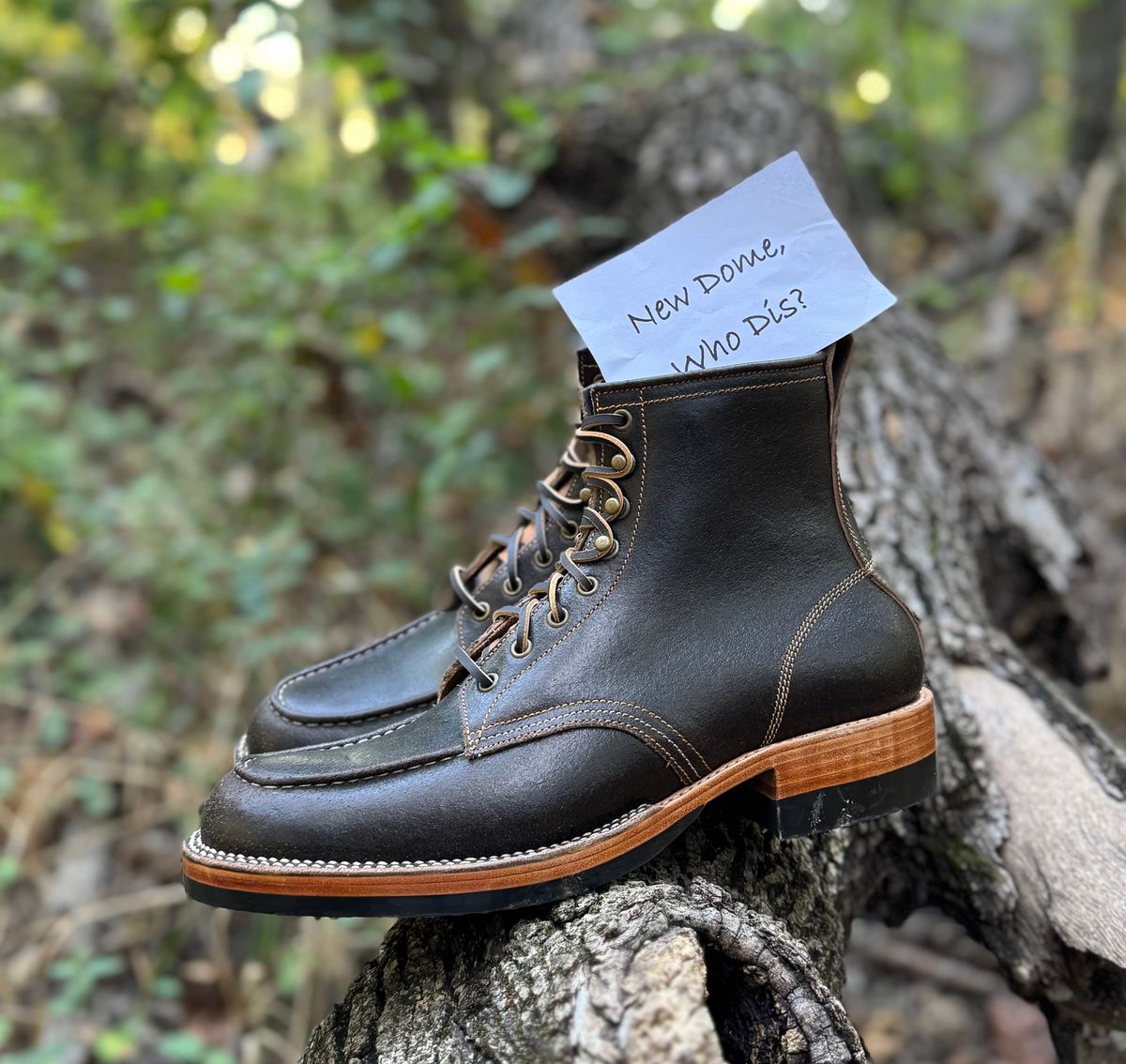 Photo by bconner2112 on October 2, 2025 of the Fortis Boots Moc Toe in Horween Java Waxed Flesh.