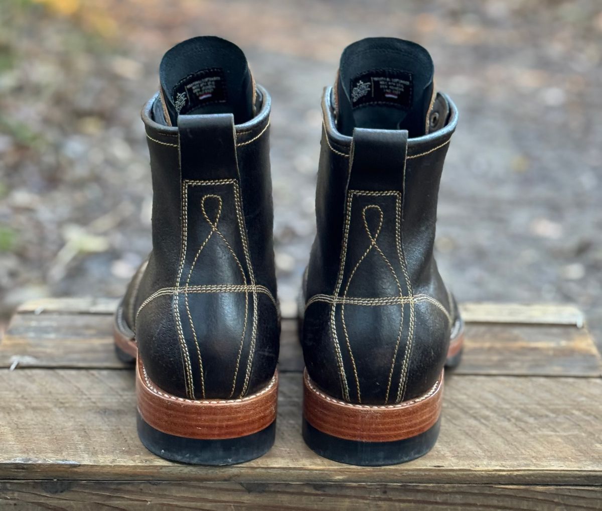 Photo by bconner2112 on November 3, 2025 of the Fortis Boots Moc Toe in Horween Java Waxed Flesh.