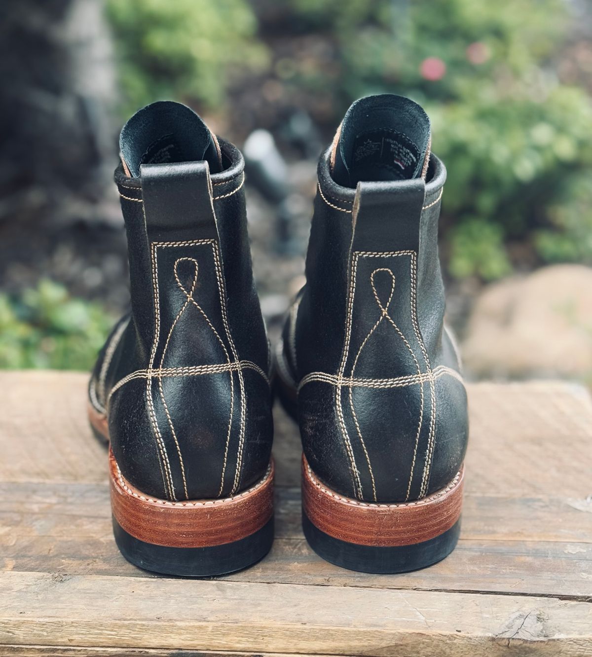 Photo by bconner2112 on December 1, 2025 of the Fortis Boots Moc Toe in Horween Java Waxed Flesh.