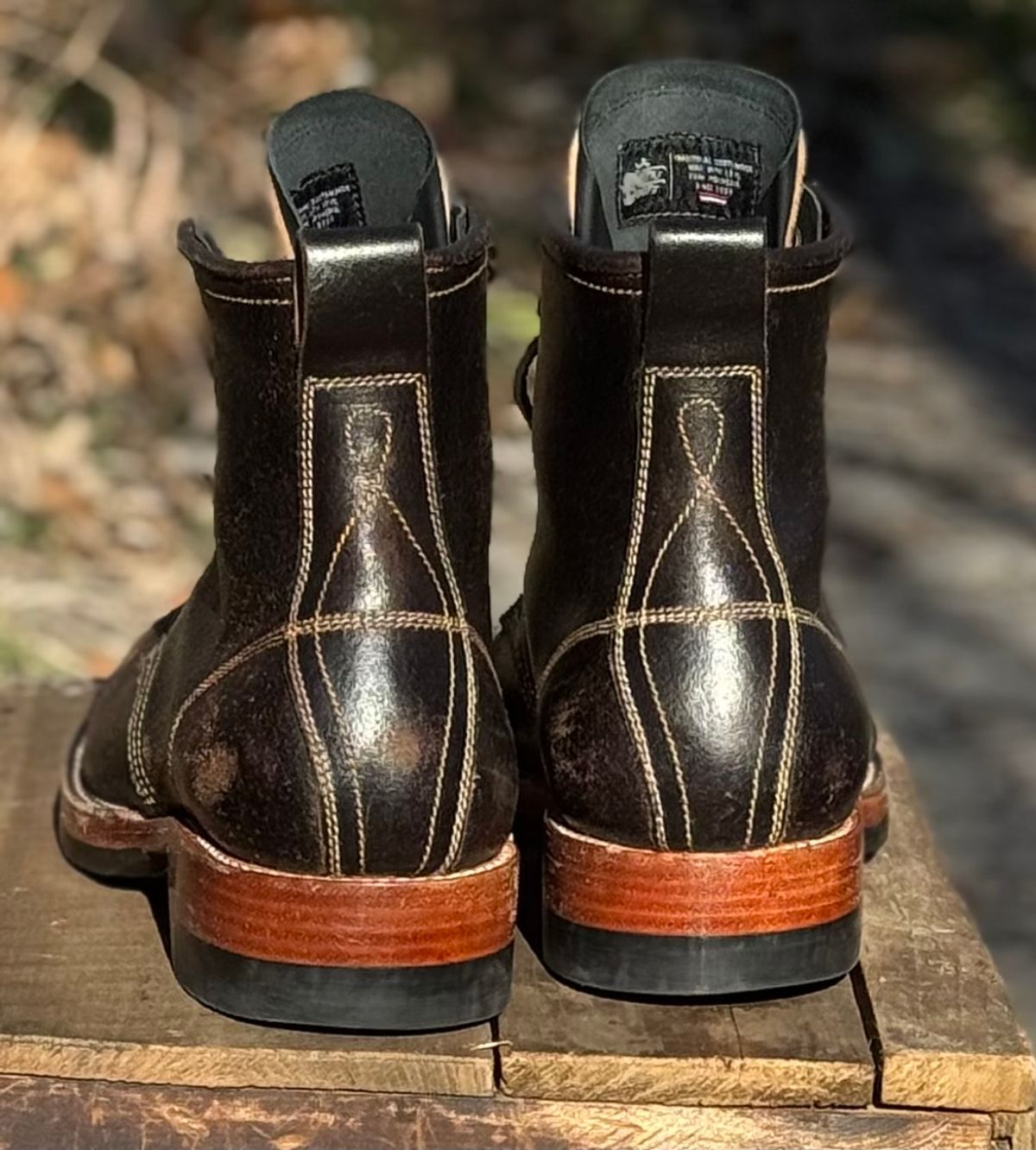 Photo by bconner2112 on January 2, 2026 of the Fortis Boots Moc Toe in Horween Java Waxed Flesh.