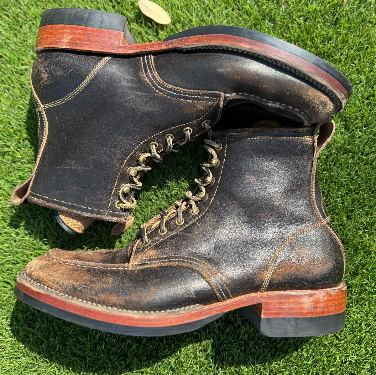 Photo by bconner2112 on March 5, 2026 of the Fortis Boots Moc Toe in Horween Java Waxed Flesh.