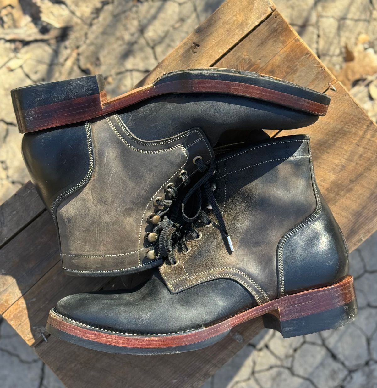 Photo by bconner2112 on January 2, 2026 of the Prof Barnets Nelson Boots in Conceria Il Ponte Horse Butt.