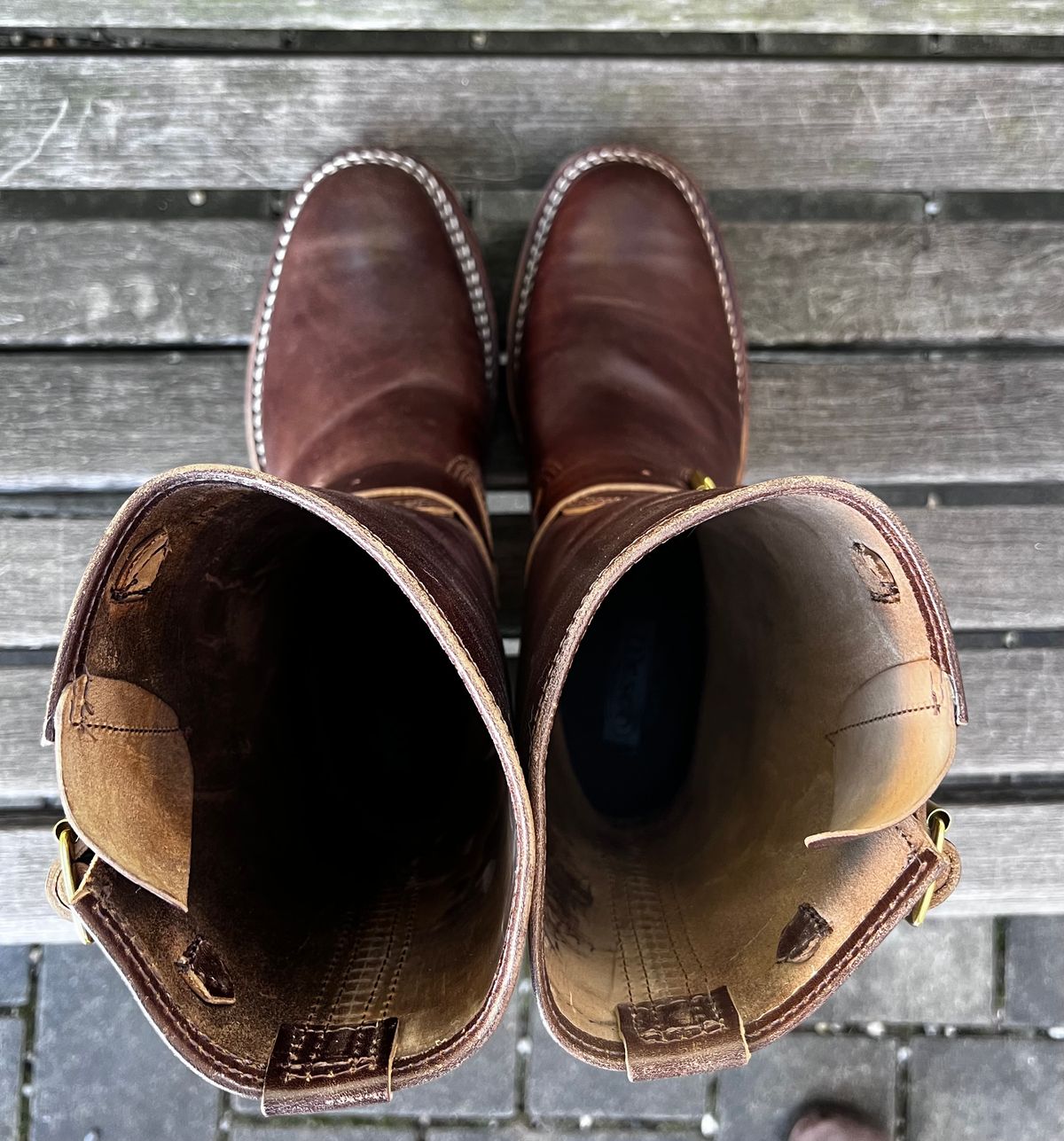 Photo by DrJohnCrunch on October 3, 2025 of the Wesco Boss Engineer Boot in Maryam Muschio Horsebutt.