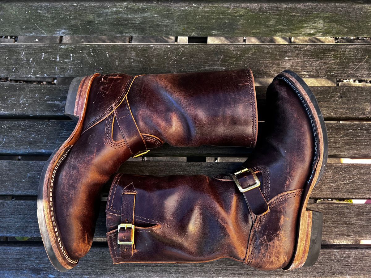 Photo by DrJohnCrunch on December 5, 2025 of the Wesco Boss Engineer Boot in Maryam Muschio Horsebutt.